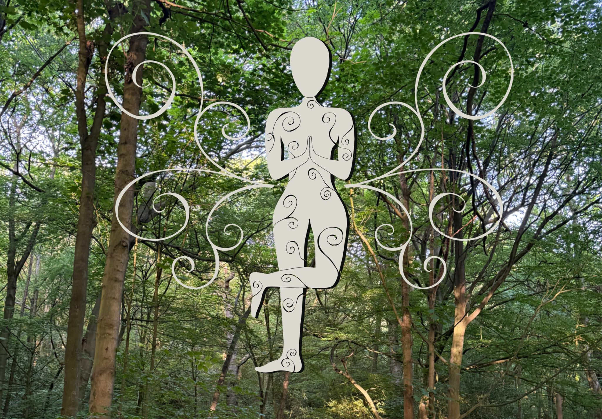 pic of meditating figure in trees